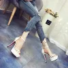 Chic / Beautiful 2017 8 cm / 3 inch Black White Casual Cocktail Party PU Summer X-Strap High Heels Stiletto Heels Pumps Open / Peep Toe Pumps