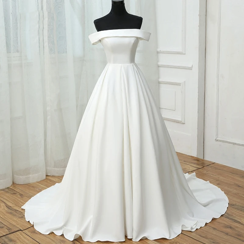 navy blue dress for baby girl White A-Line Lace Wedding Dress with Slit - Backless Bridal Gown main image 1