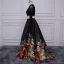 Fine Svart Ballkjoler 2017 Prinsesse U-Hals Brodert Blomst Boret Printing Selskapskjoler Aften