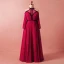 Classique Élégant Rouge Grande Taille 2018 Robe De Soirée Princesse En Dentelle Satin Col Haut Bretelles croisées Appliques Dos Nu Été Manches Longues Soirée Robe De Ceremonie
