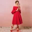 Modest / Simple Red Plus Size Evening Dresses  2018 A-Line / Princess 3/4 Sleeve Zipper Up Zipper Charmeuse Strapless Spring Evening Party Formal Dresses