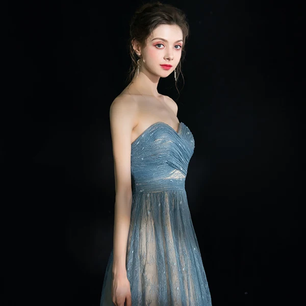 Modern / Fashion Sexy Pool Blue Graduation Dresses 2018 A-Line / Princess Tulle Lace-up Backless Short Strapless Homecoming Formal Dresses