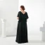 Klassisch Elegante Übergröße Abendkleider 2018 V-Ausschnitt A Linie Chiffon Schwarz Reißverschluss Applikationen Rückenfreies Perlenstickerei Abend Ballkleider