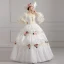 Vintage / Retro Ivory Puffy Ball Gown Prom Dresses 2018 U-Neck Tulle Lace-up 3/4 Sleeve Beading Flower Formal Dresses