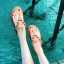 Bohême Luxe Marron Sandales Femme Plage Jardin / Extérieur Peep Toes / Bout Ouvert Été Perlage Cristal Faux Diamant Plate Sandales Chaussures Femmes 2019