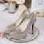 Mode Guld Brudskor 2019 12 cm Polyester Glittriga / Glitter Paljetter Pumps Spetsiga Bröllop Högklackade
