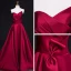 Modest / Simple Burgundy Evening Dresses  2017 A-Line / Princess Zipper Striped Charmeuse Strapless Evening Party Formal Dresses