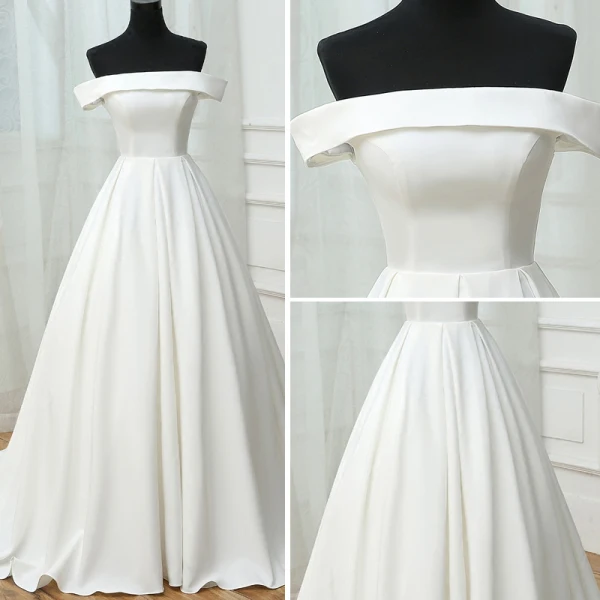 Simple Blanche Mariage 2017 Princesse Bustier Bretelles croisées Rayé Dos Nu Lanières Tribunal Train Robe De Mariée