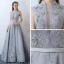 Chic / Beautiful Evening Dresses  Grey 2017 V-Neck Crossed Straps Appliques Backless Embroidered Leopard Print Printing Charmeuse Lace Cocktail Party Evening Party Sleeveless A-Line / Princess