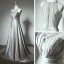 Amazing / Unique Grey Court Train Evening Dresses  2018 Charmeuse A-Line / Princess U-Neck Zipper Up Backless Beading Evening Party Formal Dresses