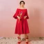 Modest / Simple Red Plus Size Evening Dresses  2018 A-Line / Princess 3/4 Sleeve Zipper Up Zipper Charmeuse Strapless Spring Evening Party Formal Dresses