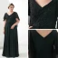 Klassisch Elegante Übergröße Abendkleider 2018 V-Ausschnitt A Linie Chiffon Schwarz Reißverschluss Applikationen Rückenfreies Perlenstickerei Abend Ballkleider