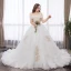 Chic / Belle Blanche Robe Boule Grande Taille Robe De Mariée 2019 Dentelle Tulle Appliques Dos Nu Faux Diamant Bustier Chapel Train Mariage