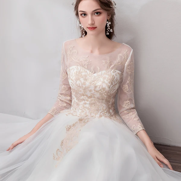 Chic / Beautiful White Evening Dresses 2019 A-Line / Princess U-Neck Lace Tulle Appliques Backless Embroidered Beach Church Formal Dresses