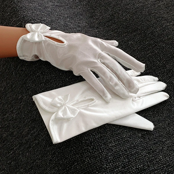 Klassisk Elegant Rød Brudehansker 2020 Satin Beading Perle Ball Bryllup Tilbehør