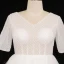 Unique Ivory / Creme Plus Größe Ballkleid Brautkleider / Hochzeitskleider 2021 V-Ausschnitt Gekreuzte Träger Kurze Ärmel Rückenfreies Glanz Pailletten Einfarbig Kapelle-Schleppe Hochzeit