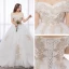 Chic / Belle Blanche Robe Boule Grande Taille Robe De Mariée 2019 Dentelle Tulle Appliques Dos Nu Faux Diamant Bustier Chapel Train Mariage