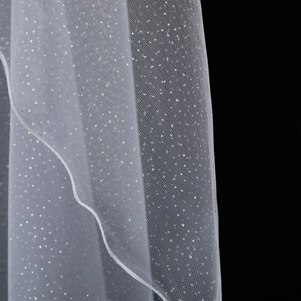 Sparkly Bling Bling Champagne Korte Brudeslør 2019 Tyll Beading Paljetter Glitter Bryllup Tilbehør