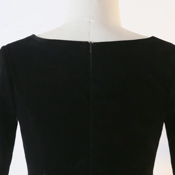 Étourdissant Scintillantes Noire Grande Taille Robe De Fete 2020 Princesse 1/2 Manches Col v profond Perlage Paillettes Mi-Longues de retour Soirée Été Robe De Ceremonie