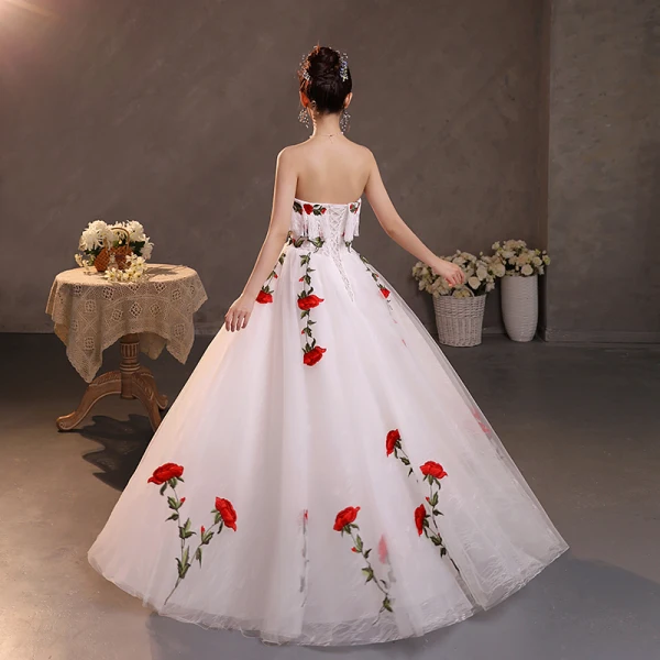 Modest / Simple White Lace Flower Prom Dresses 2022 A-Line / Princess Off-The-Shoulder Sleeveless Backless Floor-Length / Long Formal Dresses