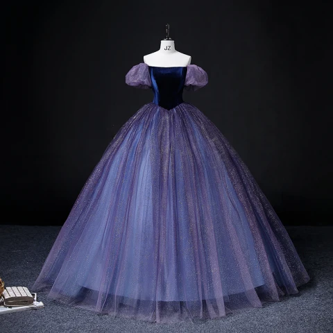 Vintage Dunkelgrün Glanz Ballkleider 2022 Ballkleid Off Shoulder Geschwollenes Kurze Ärmel Rückenfreies Lange Ball Festliche Kleider