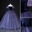 Vintage / Retro Dark Green Glitter Prom Dresses 2022 Ball Gown Off-The-Shoulder Puffy Short Sleeve Backless Floor-Length / Long Prom Formal Dresses
