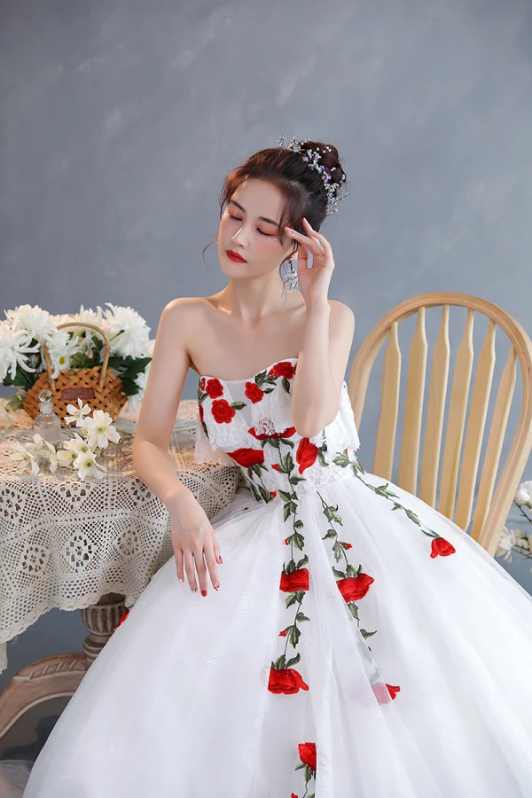 Modest / Simple White Lace Flower Prom Dresses 2022 A-Line / Princess Off-The-Shoulder Sleeveless Backless Floor-Length / Long Formal Dresses