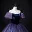 Vintage / Retro Dark Green Glitter Prom Dresses 2022 Ball Gown Off-The-Shoulder Puffy Short Sleeve Backless Floor-Length / Long Prom Formal Dresses