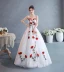Modest / Simple White Lace Flower Prom Dresses 2022 A-Line / Princess Off-The-Shoulder Sleeveless Backless Floor-Length / Long Formal Dresses