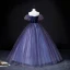 Vintage / Retro Dark Green Glitter Prom Dresses 2022 Ball Gown Off-The-Shoulder Puffy Short Sleeve Backless Floor-Length / Long Prom Formal Dresses