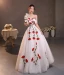 Modest / Simple White Lace Flower Prom Dresses 2022 A-Line / Princess Off-The-Shoulder Sleeveless Backless Floor-Length / Long Formal Dresses