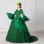 Vintage / Retro Medieval Red Ball Gown Prom Dresses 2021 Square Neckline Long Sleeve 3D Lace Flower Sequins Court Train Cosplay Prom Formal Dresses