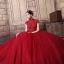 Vintage Ballkleider 2018 Ballkleid Stehkragen Ärmel Perlenstickerei Lange Rüschen Rückenfreies Festliche Kleider