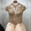 Vintage Ballkleider 2018 Ballkleid Stehkragen Ärmel Perlenstickerei Lange Rüschen Rückenfreies Festliche Kleider
