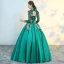Chinese style Green See-through Prom Dresses 2018 Ball Gown High Neck Long Sleeve Embroidered Pearl Floor-Length / Long Ruffle Backless Formal Dresses