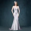 Vintage Sølv Selskapskjoler 2017 Trompet / Havfrue Domstol Tog Kjæreste Uten Ermer Ryggløse Rhinestone Sash Formelle Kjoler
