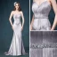 Vintage Sølv Selskapskjoler 2017 Trompet / Havfrue Domstol Tog Kjæreste Uten Ermer Ryggløse Rhinestone Sash Formelle Kjoler