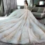 Luxury / Gorgeous Church Wedding Dresses 2017 White Ball Gown Royal Train Scoop Neck Long Sleeve Backless Pearl Appliques Flower