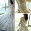 Luxury / Gorgeous Church Wedding Dresses 2017 White Ball Gown Royal Train Scoop Neck Long Sleeve Backless Pearl Appliques Flower
