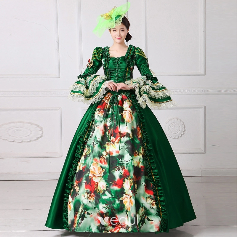 victorian green ball gown