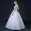 Affordable White Pierced Wedding Dresses 2018 Ball Gown Square Neckline Cap Sleeves Backless Appliques Lace Beading Floor-Length / Long Ruffle