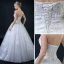 Affordable White Wedding Dresses 2018 Ball Gown Sweetheart Sleeveless Backless Appliques Lace Ruffle Floor-Length / Long