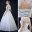 Affordable White Wedding Dresses 2018 A-Line / Princess Shoulders Sleeveless Backless Appliques Lace Beading Ruffle Floor-Length / Long