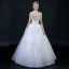 Affordable White Wedding Dresses 2018 Ball Gown Sweetheart Sleeveless Backless Gold Appliques Lace Beading Ruffle Floor-Length / Long