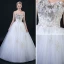 Affordable White Wedding Dresses 2018 Ball Gown Sweetheart Sleeveless Backless Gold Appliques Lace Beading Ruffle Floor-Length / Long
