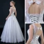 Erschwinglich Ivory / Creme Durchsichtige Brautkleider 2018 A Linie Rundhalsausschnitt Ärmellos Rückenfreies Applikationen Mit Spitze Perlenstickerei Rüschen Lange