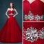 Mote Burgunder Selskapskjoler 2017 Prinsesse Feie Tog Gripende Ruffles Kjæreste Uten Ermer Ryggløse Rhinestone Krystall Paljetter Formelle Kjoler