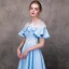 Haute Basse Bleu Transparentes Robe De Cocktail 2018 Princesse Encolure Dégagée Manches Courtes Appliques Fleur Perlage Asymétrique Volants Dos Nu Robe De Ceremonie