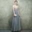 Luxury / Gorgeous Grey Evening Dresses  2018 A-Line / Princess Scoop Neck Sleeveless Beading Rhinestone Sash Floor-Length / Long Ruffle Backless Formal Dresses