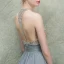 Luxury / Gorgeous Grey Evening Dresses  2018 A-Line / Princess Scoop Neck Sleeveless Beading Rhinestone Sash Floor-Length / Long Ruffle Backless Formal Dresses